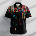 Charger l'image dans la visionneuse de la galerie, Musical Notes Casual Men's Shirt Party Daily Holiday Summer Turndown Short Sleeve
