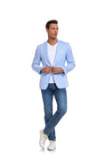 Cargar la imagen en la vista de la galería, Blue Men's Two Button Blazer for Party, Wedding and Business
