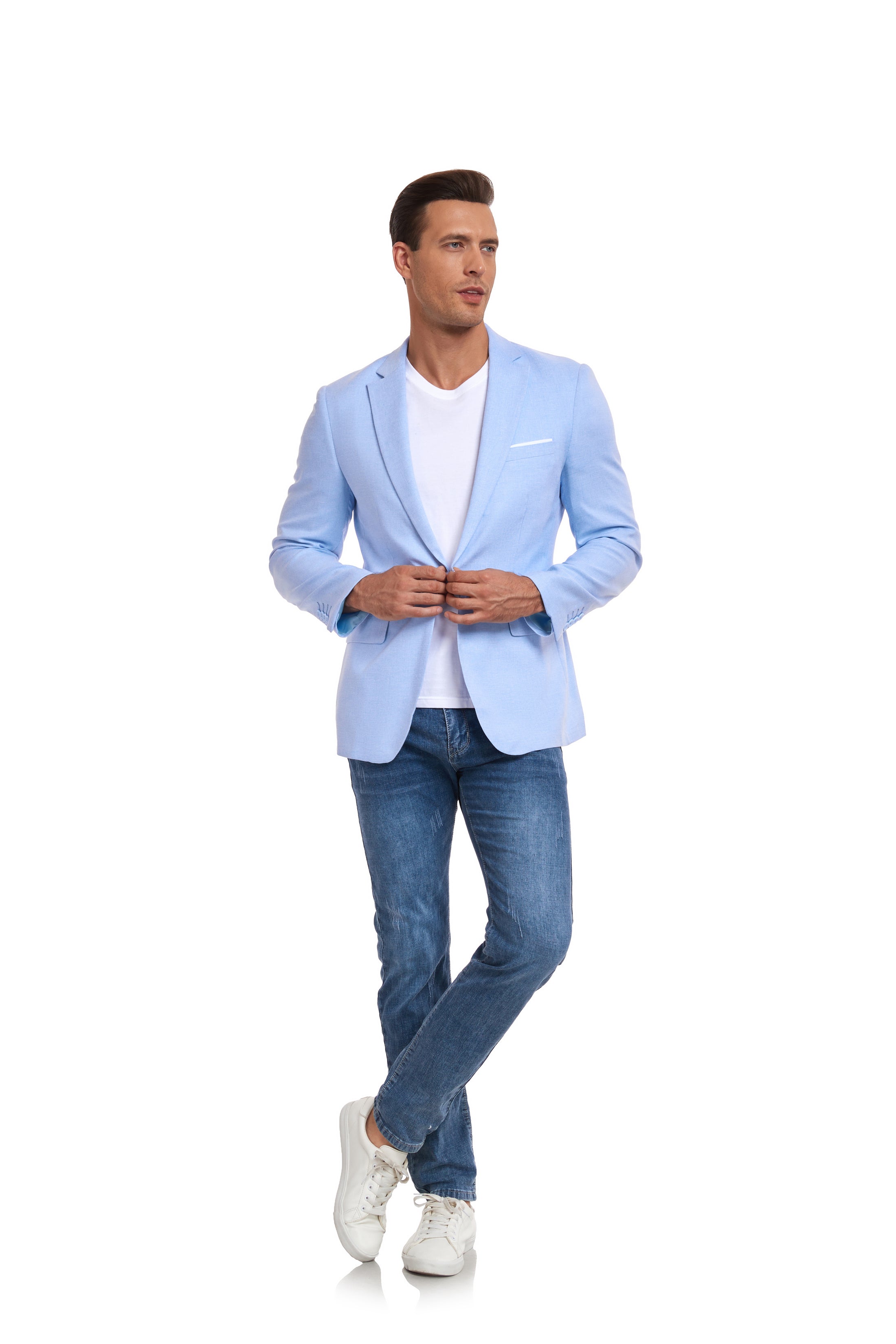 Blue Men's Two Button Blazer for Party, Wedding and Business