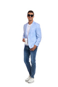 Charger l'image dans la visionneuse de la galerie, Blue Men's Two Button Blazer for Party, Wedding and Business
