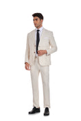 Cargar la imagen en la vista de la galería, Beige Grey Retro Linen Beach Wedding Summer 3 Pieces Men Suits
