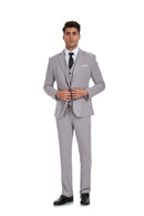 Beige Grey Retro Linen Beach Wedding Summer 3 Pieces Men Suits