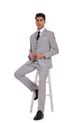 Cargar la imagen en la vista de la galería, Beige Grey Retro Linen Beach Wedding Summer 3 Pieces Men Suits
