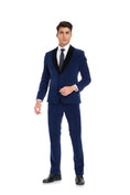 Cargar la imagen en la vista de la galería, Royal Blue Velvet 2 Piece Men's Formal Suits With Jacket Pants
