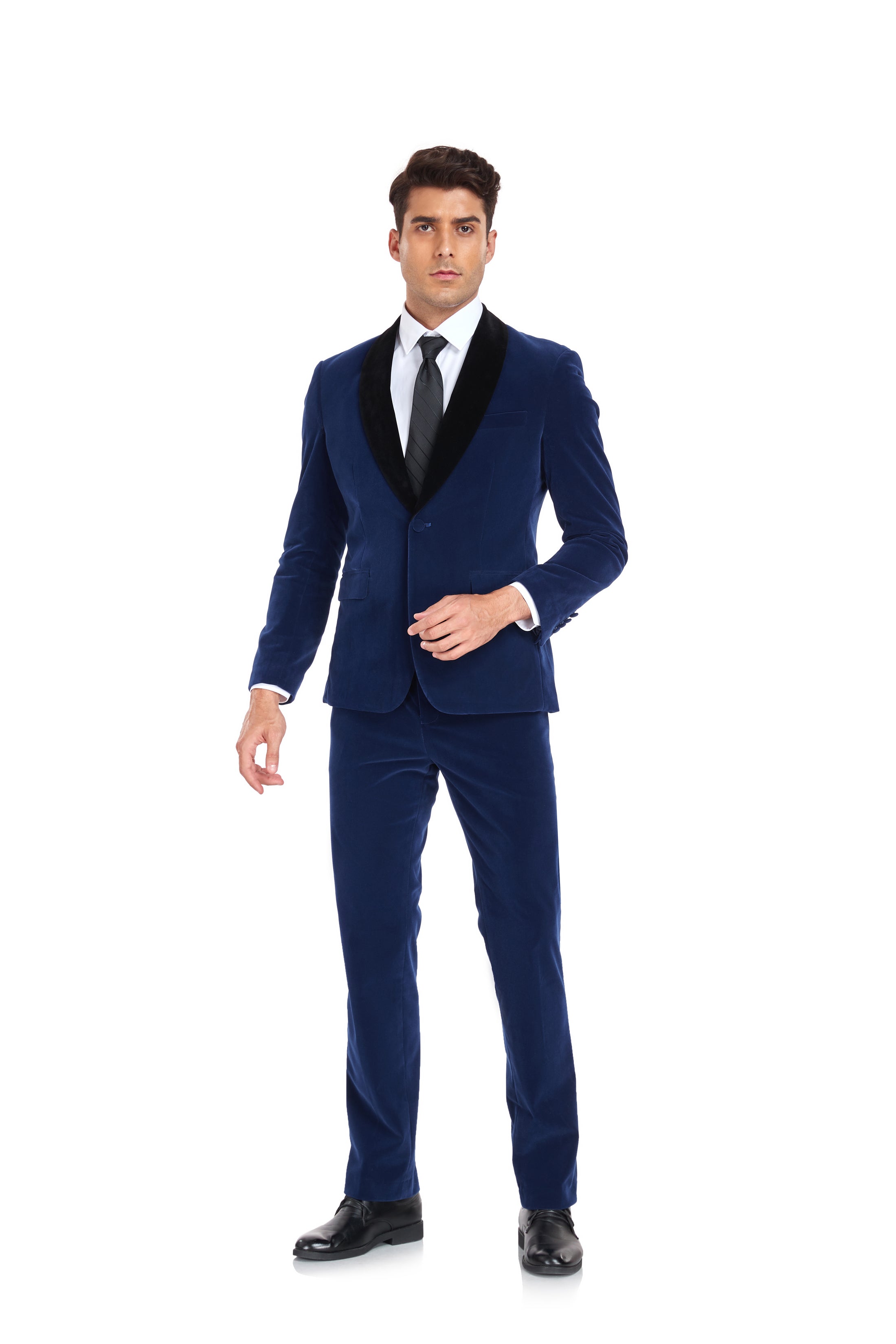 Royal Blue Velvet 2 Piece Men's Formal Suits With Jacket Pants