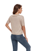 Cargar la imagen en la vista de la galería, Khaki Short Sleeve Collared Sweater
