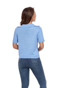 Cargar la imagen en la vista de la galería, Blue Short Sleeve Collared Sweater
