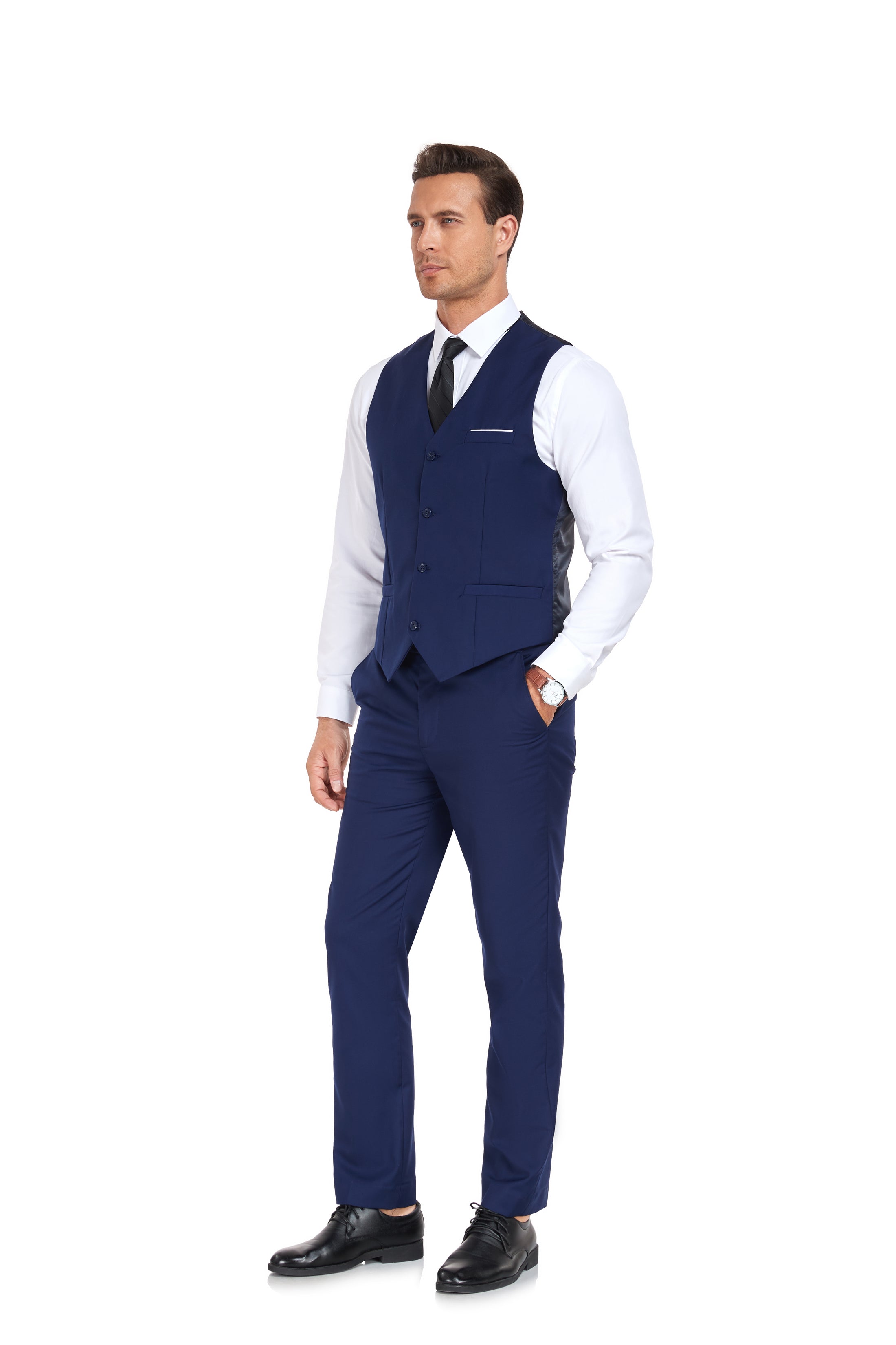 Men's Suits 2 Pieces Vest+Pants Set V-Neck Casual Waistcoat Suit