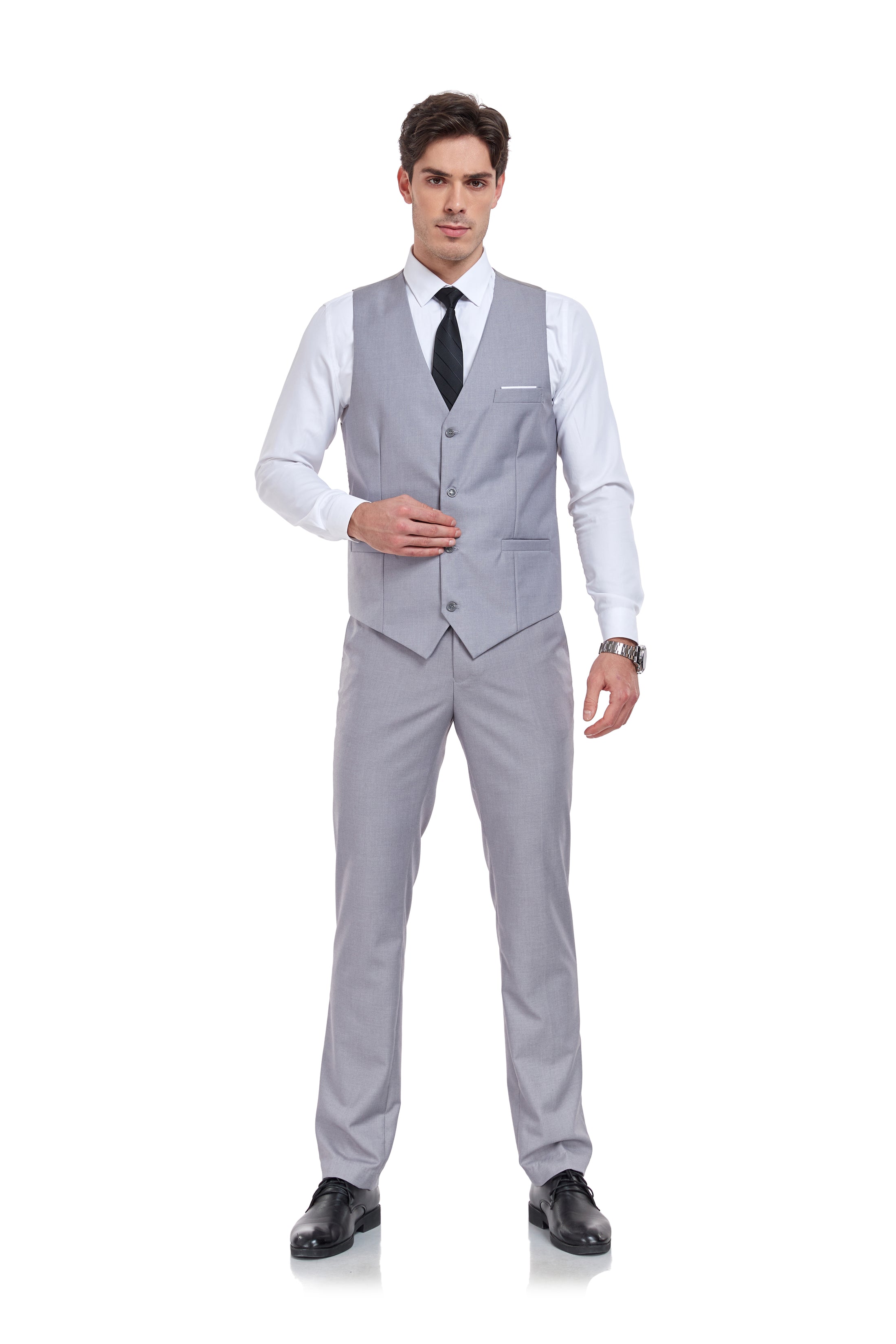 Men's Suits 2 Pieces Vest+Pants Set V-Neck Casual Waistcoat Suit