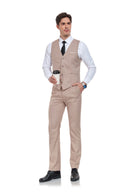 Men's Suits 2 Pieces Vest+Pants Set V-Neck Casual Waistcoat Suit