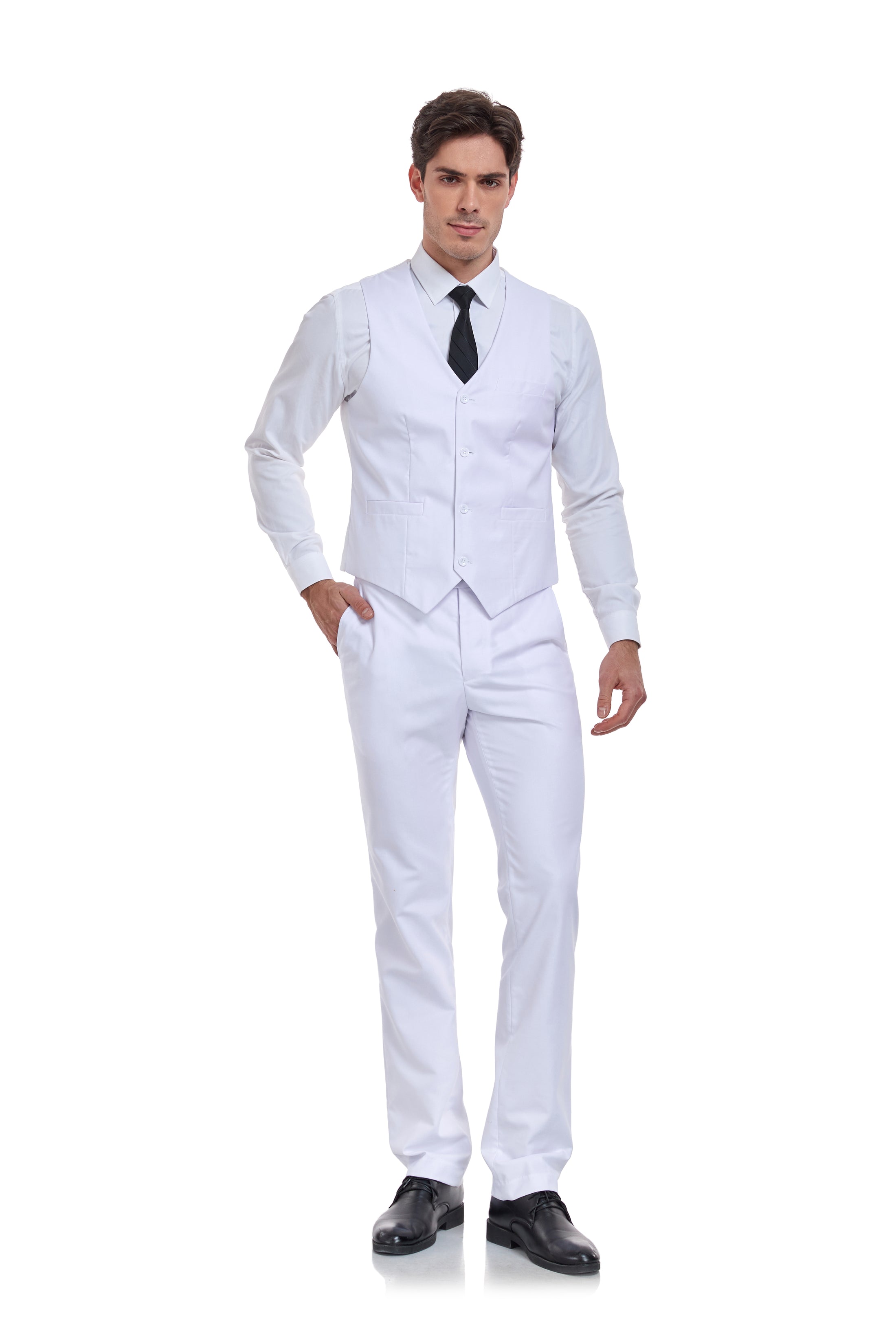 Men's Suits 2 Pieces Vest+Pants Set V-Neck Casual Waistcoat Suit