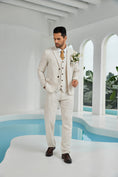 Cargar la imagen en la vista de la galería, Beige Linen Beach Wedding Men Summer Suits (MORE CHOICE+)🔥
