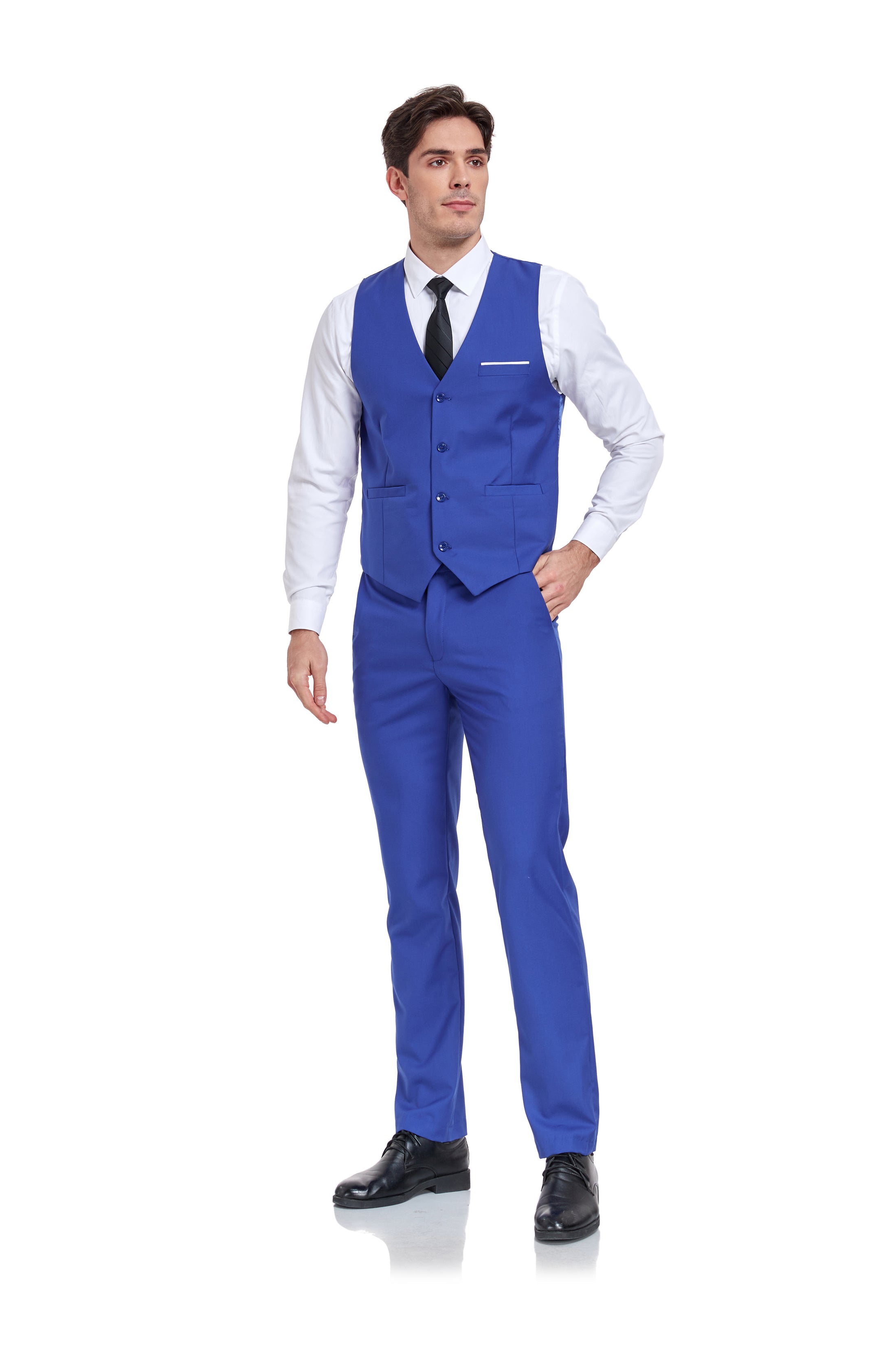 Men's Suits 2 Pieces Vest+Pants Set V-Neck Casual Waistcoat Suit