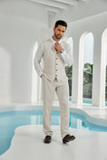 Cargar la imagen en la vista de la galería, Beige Linen Beach Wedding Men Summer Suits (MORE CHOICE+)🔥
