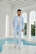 Cargar la imagen en la vista de la galería, Seersucker Striped Blazer Pants 2 Piece Men's Summer Suit
