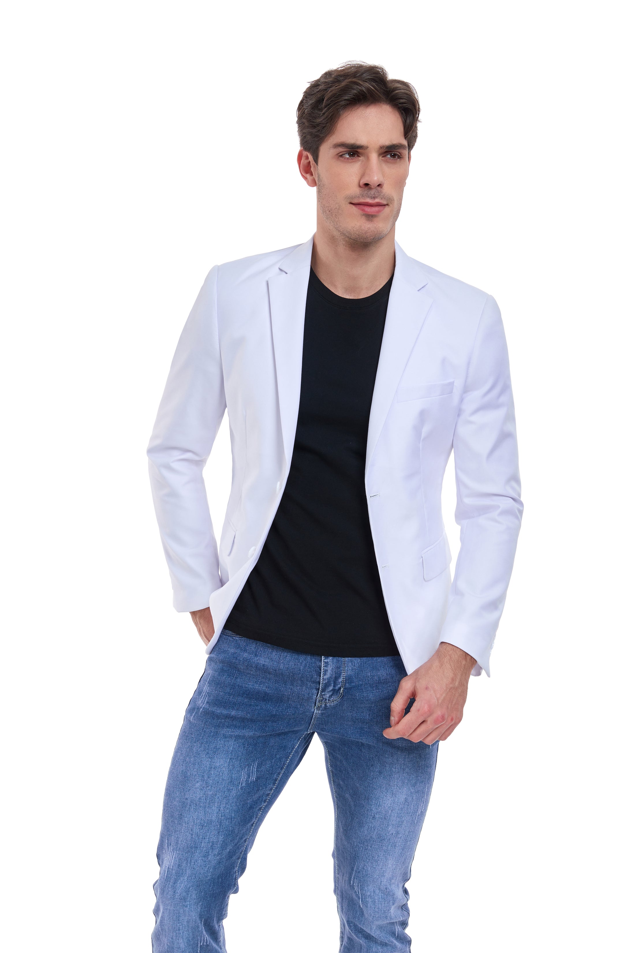 White Men's Two Button Blazer for Party, Wedding and Business