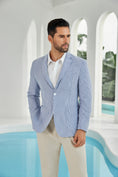 Bild in Galerie-Betrachter laden, Seersucker Striped Men's Summer Blazer
