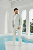 Cargar la imagen en la vista de la galería, Seersucker Striped Blazer Pants 2 Piece Men's Summer Suit
