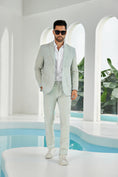 Load image into Gallery viewer, Seersucker Striped Blazer Pants 2 Piece Men's Summer Suit
