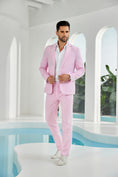 Cargar la imagen en la vista de la galería, Seersucker Striped Blazer Pants 2 Piece Men's Summer Suit
