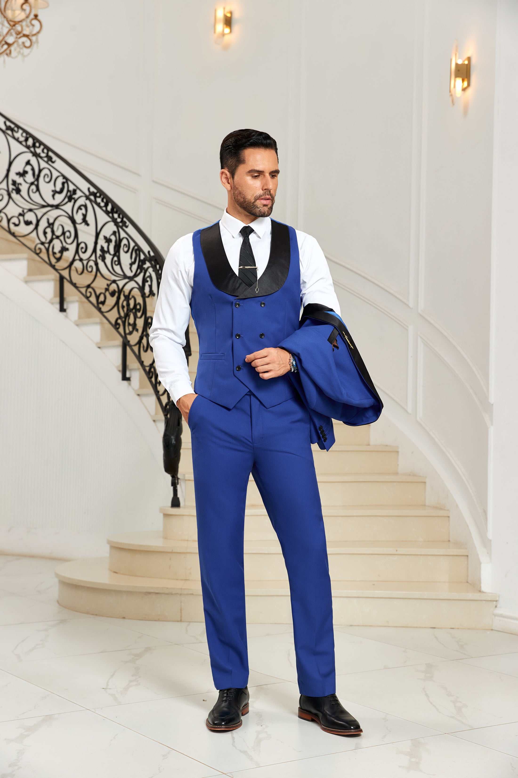 Designer Style Unique Design 2 Pieces Men's Suits Vest+Pants