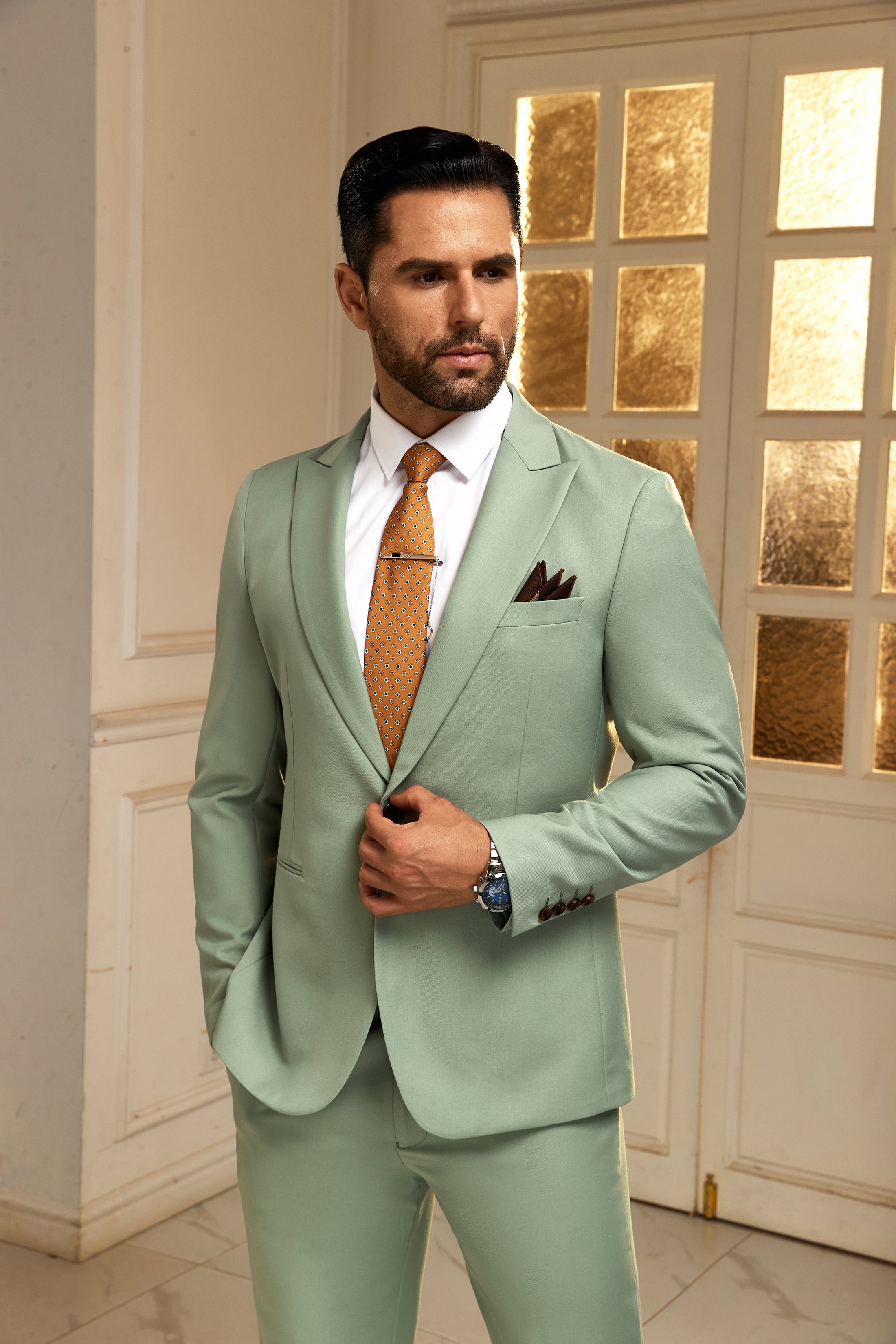 Designer Style Unique Design 2 Pieces Men's Suits Jacket+Pants