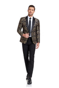 Gallery viewerに画像を読み込む, Golden Unique Patterned Men's Blazer for Party, Wedding and Business
