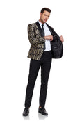 Gallery viewerに画像を読み込む, Golden Unique Patterned Men's Blazer for Party, Wedding and Business
