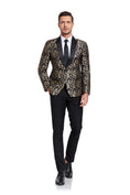 Bild in Galerie-Betrachter laden, Golden Unique Patterned Men's Blazer for Party, Wedding and Business
