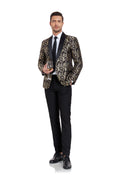 Bild in Galerie-Betrachter laden, Golden Unique Patterned Men's Blazer for Party, Wedding and Business
