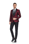 Load image into Gallery viewer, Burgundy Unique Patterned Men's Blazer for Party, Wedding and Business
