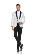 Cargar la imagen en la vista de la galería, White Unique Patterned Men's Blazer for Party, Wedding and Business
