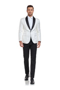 Charger l'image dans la visionneuse de la galerie, White Unique Patterned Men's Blazer for Party, Wedding and Business
