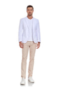 Cargar la imagen en la vista de la galería, White Men's Two Button Blazer for Party, Wedding and Business
