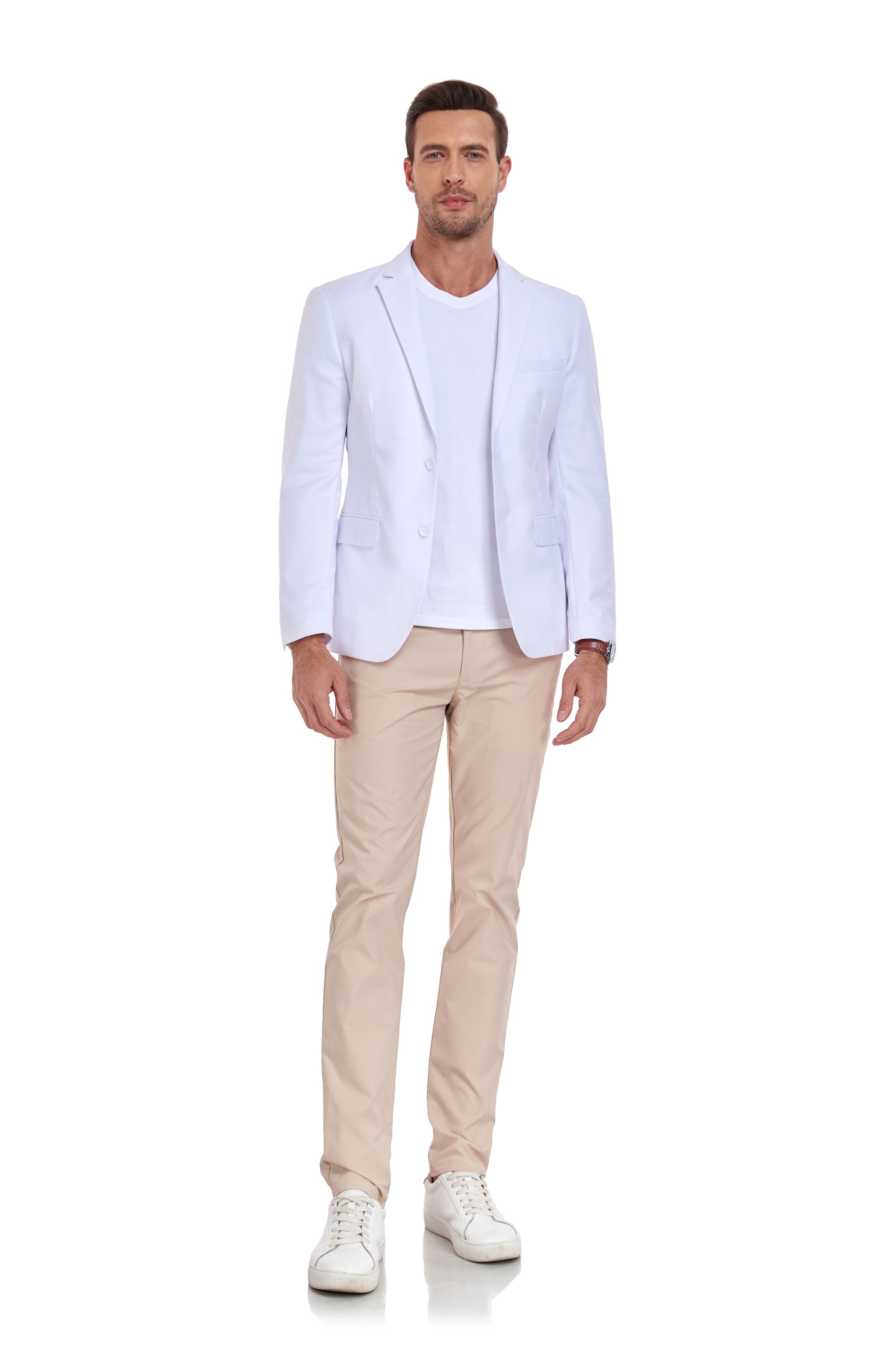 White Men's Two Button Blazer for Party, Wedding and Business