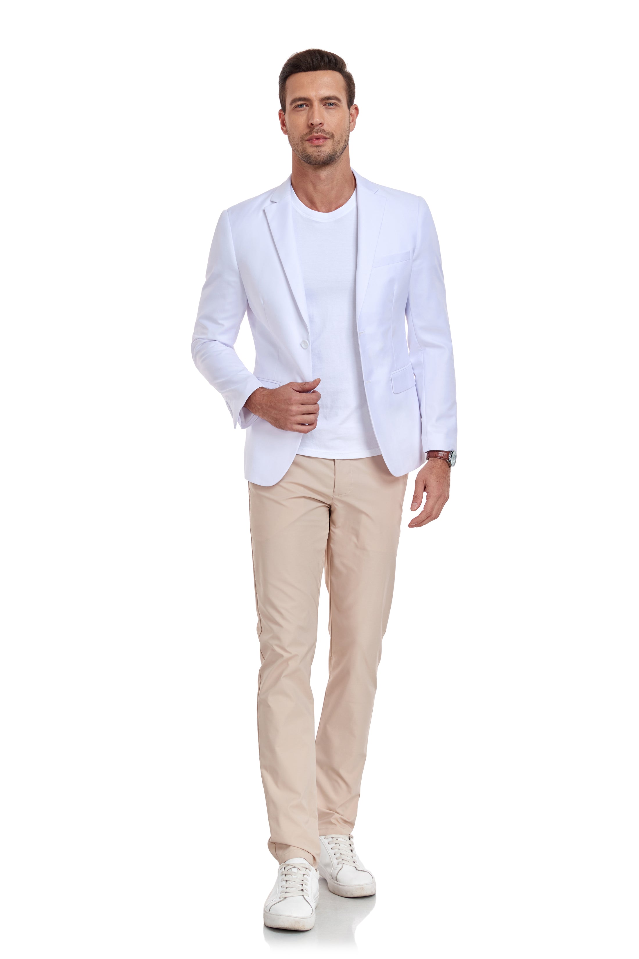 White Men's Two Button Blazer for Party, Wedding and Business