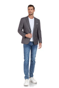 Cargar la imagen en la vista de la galería, Grey Men's Two Button Blazer for Party, Wedding and Business
