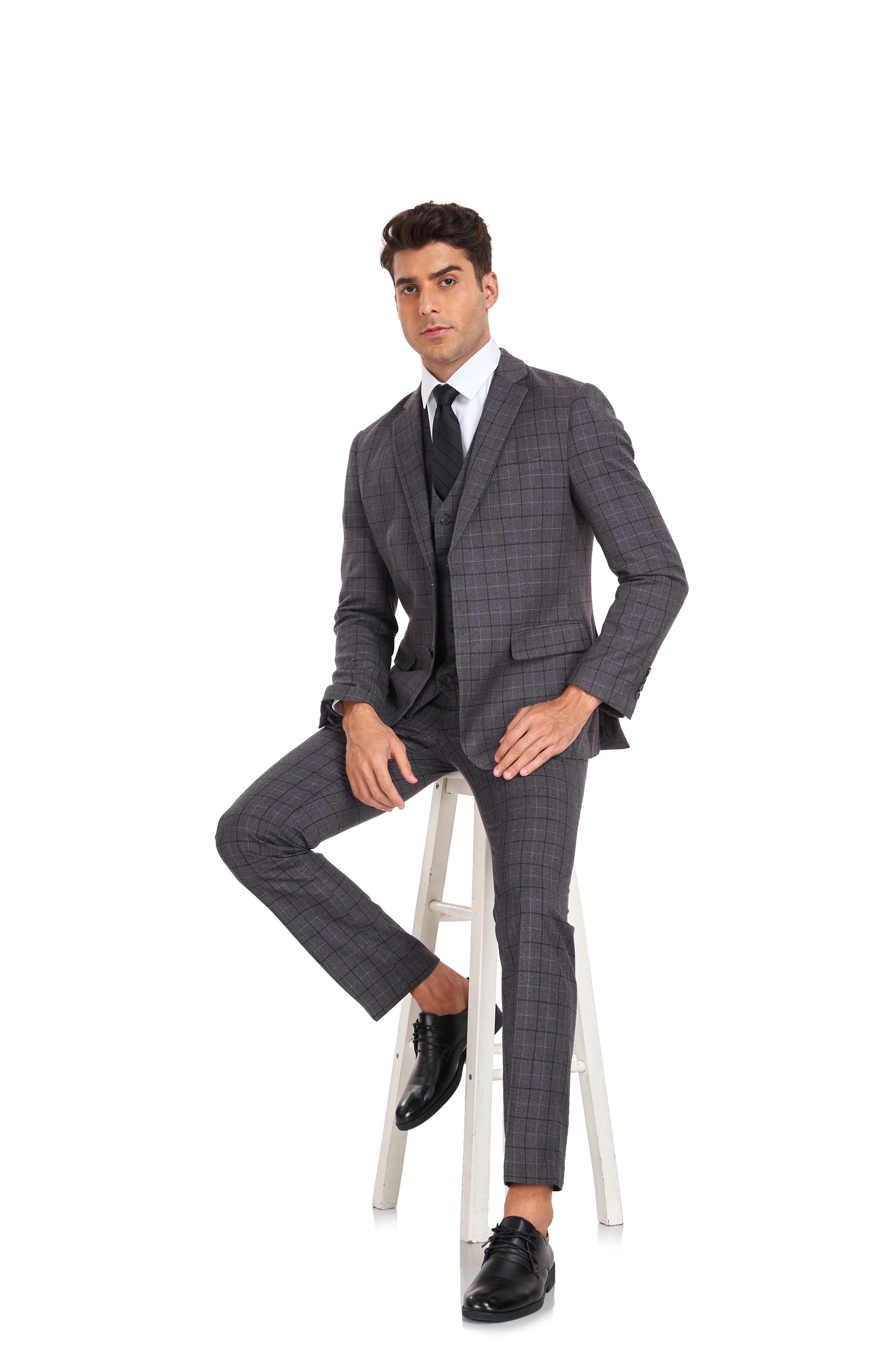 Plaid Men's 3 Piece Slim Fit Suits (MORE COLORS+)