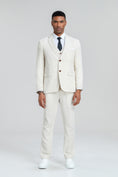 Cargar la imagen en la vista de la galería, Beige Retro Linen Beach Wedding Summer 3 Pieces Men Suits
