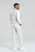 Bild in Galerie-Betrachter laden, Beige Retro Linen Beach Wedding Summer 3 Pieces Men Suits
