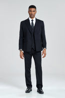 Royal Blue Stripe Men's 3 Piece Suits