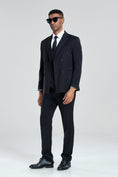 Charger l'image dans la visionneuse de la galerie, Royal Blue Stripe Men's 3 Piece Suits
