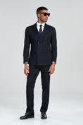 Charger l'image dans la visionneuse de la galerie, Royal Blue Stripe Men's 3 Piece Suits
