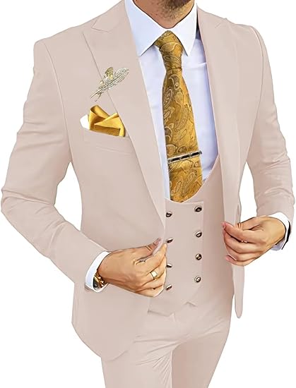 Men's 3 Piece Slim Fit Suits Double Breasted Suit Tuxedo Suit