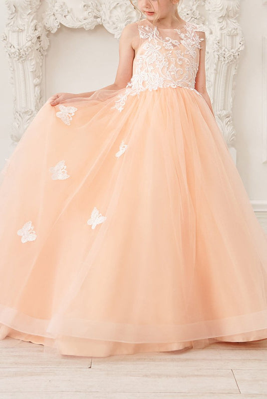 Flower Girl Dresses Applique Tulle Pageant Princess Gown FLC00424