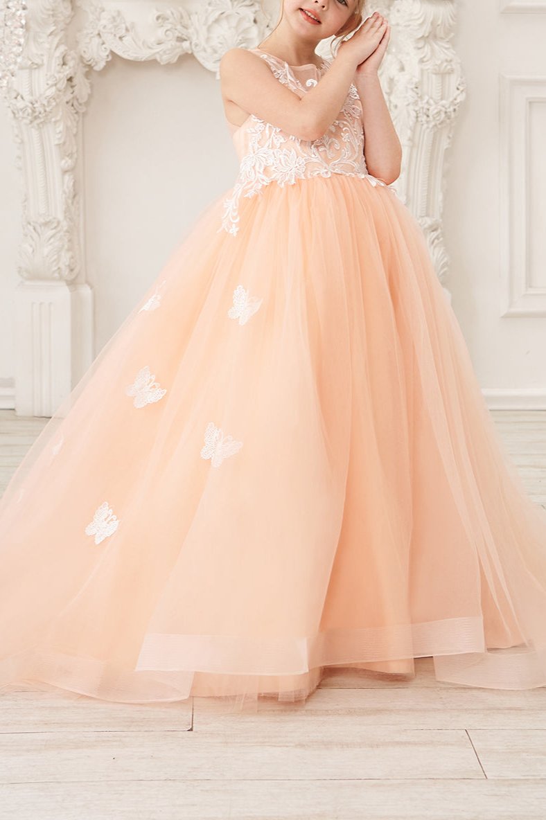 Flower Girl Dresses Applique Tulle Pageant Princess Gown FLC00424