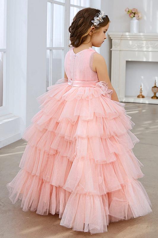 Applique Lace Tulle Flower Girl Dress for Wedding Bridesmaid Princess Pageant Party Gown FLC00427