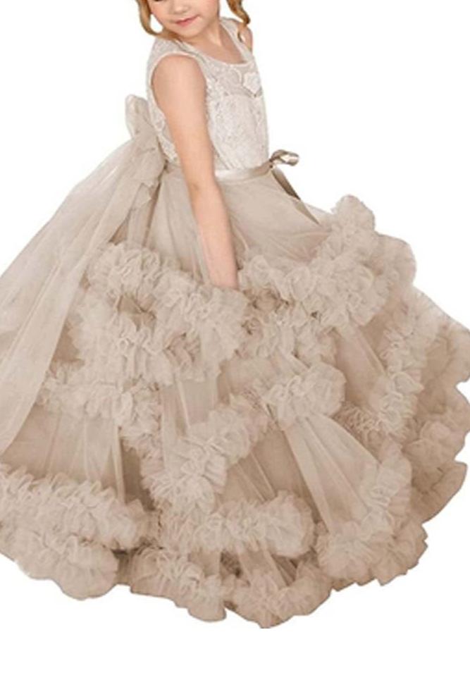 Flower Girl Dresses for Wedding Lace Puffy Pleated Tulle Pageant Princess Gown FLC00429