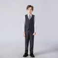 Cargar la imagen en la vista de la galería, Dark Grey Striped Modern 4 Piece Boy's Formal Suits
