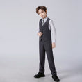 Load image into Gallery viewer, Dark Grey Striped Modern 4 Piece Boy's Formal Suits
